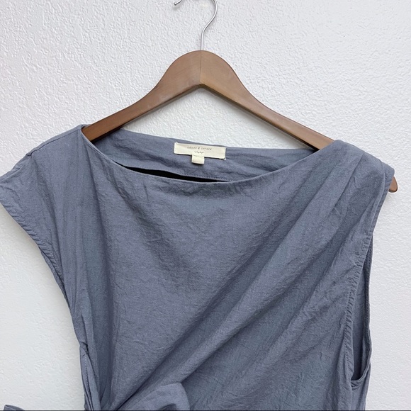 Grade & Gather Boutique Sleeveless Asymmetrical Linen Blend Bow Wrap Top - Picture 2 of 10